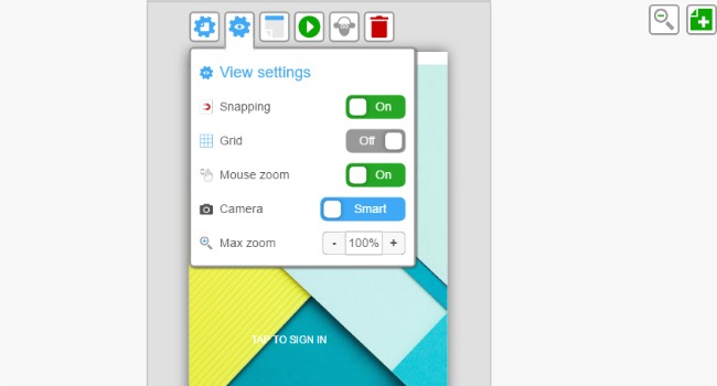 view settings window in Fluid UI