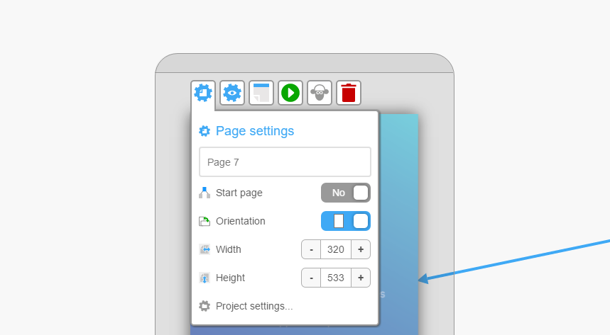 page settings fluid ui